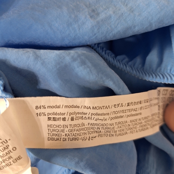 Zara Girls Blue Short Sleeve Tie Front Button Front Blouse Size 10 - Picture 10 of 11